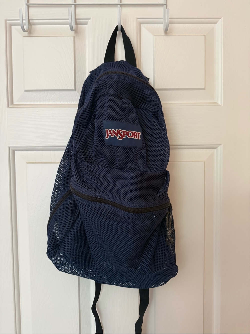 Jansport Navy Mesh Backpack with Front Zip Pocket